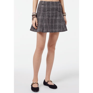 Glittered Wool Tweed Skirt - Grey/Black/White/Silvery