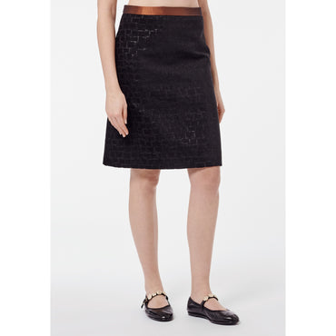Iridescent Silk Velvet Skirt - Black
