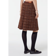 Fantasy Wool Tweed Culotte Skirt - Brown/L Brown/Whi