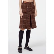 Fantasy Wool Tweed Culotte Skirt - Brown/L Brown/Whi