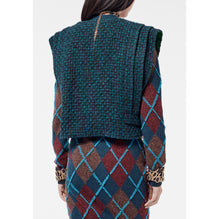 Fantasy Cotton Tweed Vest - Green/Black