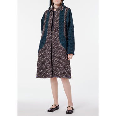 Iridescent Fantasy Tweed Coat - Brown/Black/White/Blue