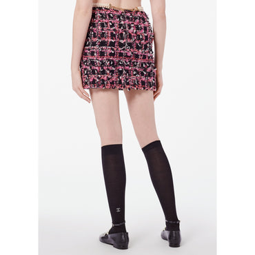 Fantasy Tweed Skirt - Pink/Black/Ecru