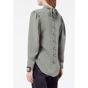 Silk Jacquard Blouse - Khaki