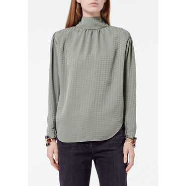Silk Jacquard Blouse - Khaki