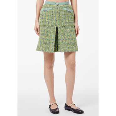 Fantasy Tweed Culotte Skirt - Green/Pink/Blue/Purple