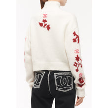 Cashmere/Silk Pullover - Ecru/ Red/Red