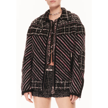 Cashmere/Tweed Blouson - Black/Pink/Silk White