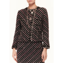 Alpaca/Cashmere Jacket - Black/Pink/Silk White