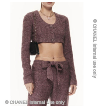 Fantasy Wool Tweed Top - Pink/Black