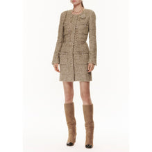 Glittered Fantasy Tweed Dress - Green/Beige/Ecru