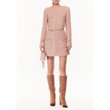 Glittered Fantasy Tweed Dress - Lt Pink/Ecru/Grey