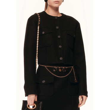 Iridescent Wool Felt Jacket - Black