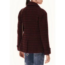 Fantasy Cotton Tweed Caban - Burgundy/Black