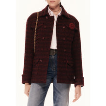 Fantasy Cotton Tweed Caban - Burgundy/Black
