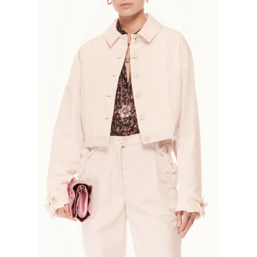 Water Repel Silk Faille Jacket - Ecru