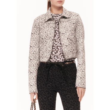 Laminated Printed Denim Blouson - Black
