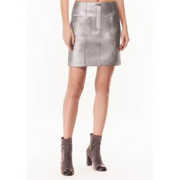 Lambskin Skirt - Silvery/Black