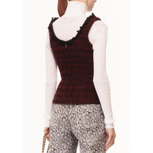 Fantasy Cotton Tweed Top - Burgundy/Black