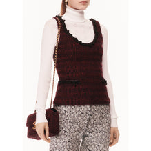 Fantasy Cotton Tweed Top - Burgundy/Black