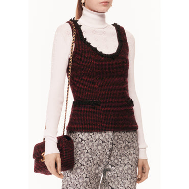 Fantasy Cotton Tweed Top - Burgundy/Black
