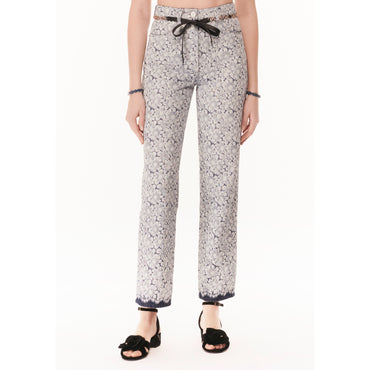 Laminated Printed Denim Jeans - Blue