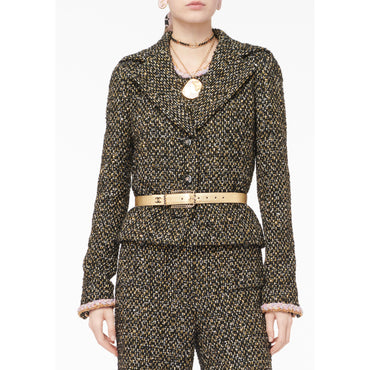 Glittered Fantasy Tweed Jacket - Black/Yellow/Gold/Blue