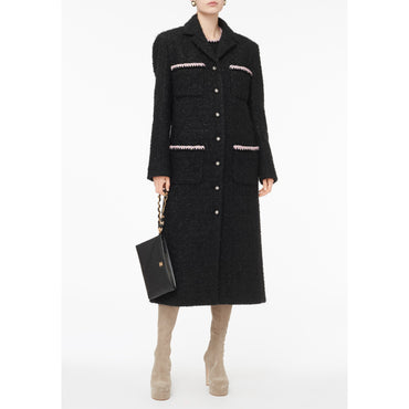 Iri Mohair Tweed Etamine Coat - Black