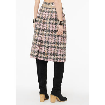 Fantasy Wool Tweed Skirt - Pink/Bck/Bei/Ecru