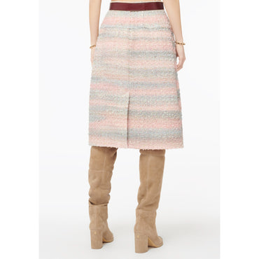 Hand Painted Tweed Skirt - Pink/Grey/Gold/Ecru