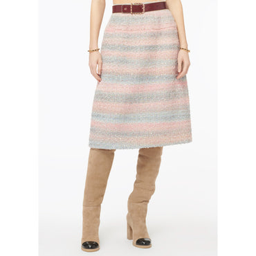 Hand Painted Tweed Skirt - Pink/Grey/Gold/Ecru