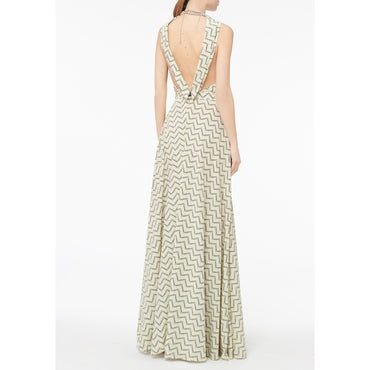 Print Silk Crepe De Chine Jump Suit - Beige/Neon Yellow/Black