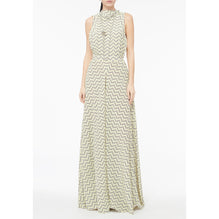 Print Silk Crepe De Chine Jump Suit - Beige/Neon Yellow/Black