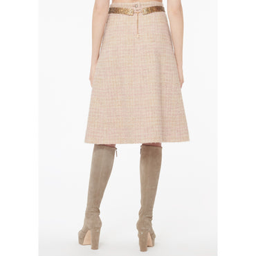 Wool Tweed Etamine Skirt - Pink/Beige
