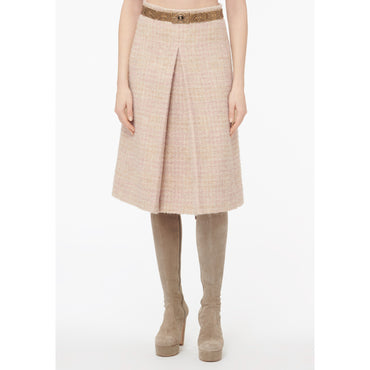 Wool Tweed Etamine Skirt - Pink/Beige