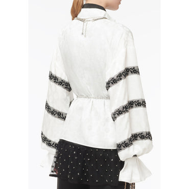 Silk Jacquard Blouse - White