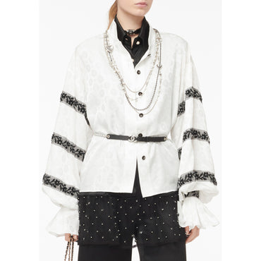 Silk Jacquard Blouse - White