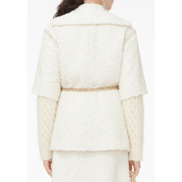 Glittered Fant Silk Tweed Jacket - Ecru