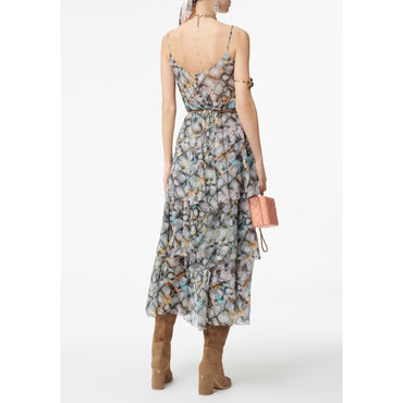 Printed Silk Muslin Dress - Black/White/Pink/Yel/Blue