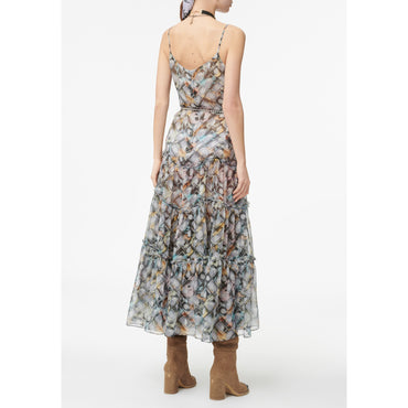 Printed Silk Muslin Dress - Black/White/Pink/Yel/Blue