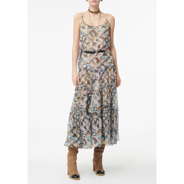 Printed Silk Muslin Dress - Black/White/Pink/Yel/Blue