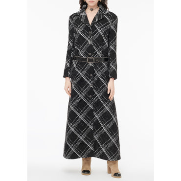 Iridescent Fantasy Tweed Coat - Black/White