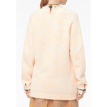 Wool/Cashmere Pullover - Ecru/Orange
