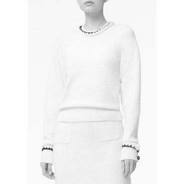 Wool/Cashmere Pullover - Ecru/Orange