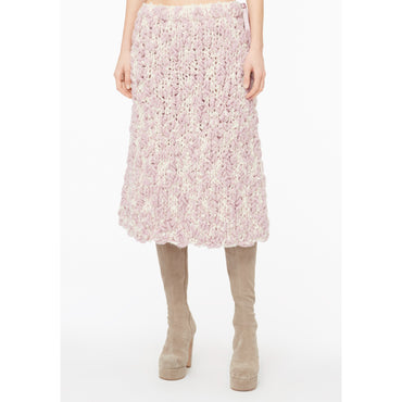 Wool/Cotton Skirt -  Pink/Silk White