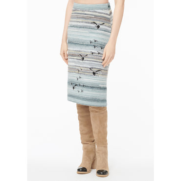 Cashmere/Mohair/Alpaca Skirt - Grey/Blue