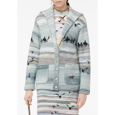 Cashmere/Mohair/Alpaca Cardigan - Grey/Blue