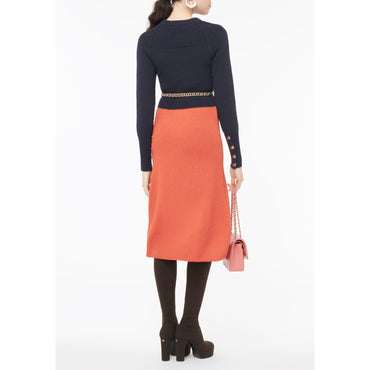 Wool/Polyamide Dress - Navy/Orange