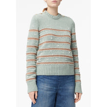 Cashmere 2 Ply Pullover - Blue/ Brown/White