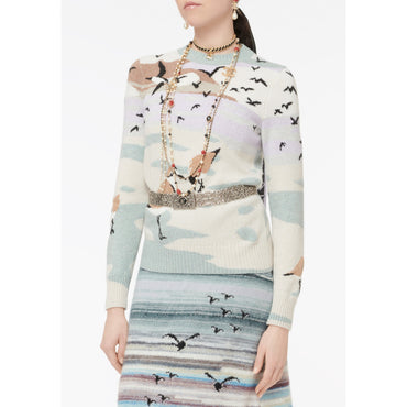 Cashmere 1 Ply Pullover - Beige/Lilac